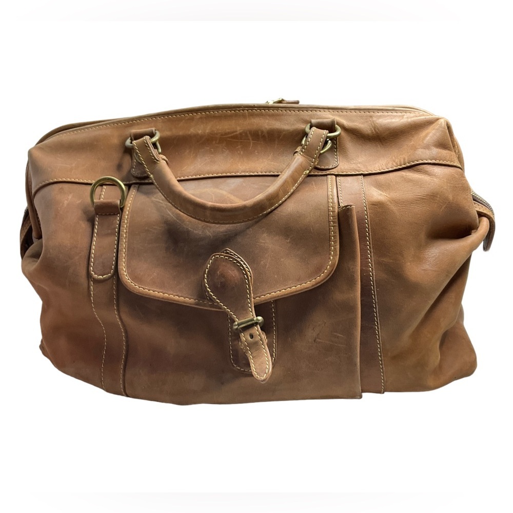 Mulholland Brothers USA Hippo Leather Travel Duffle Bag Brown